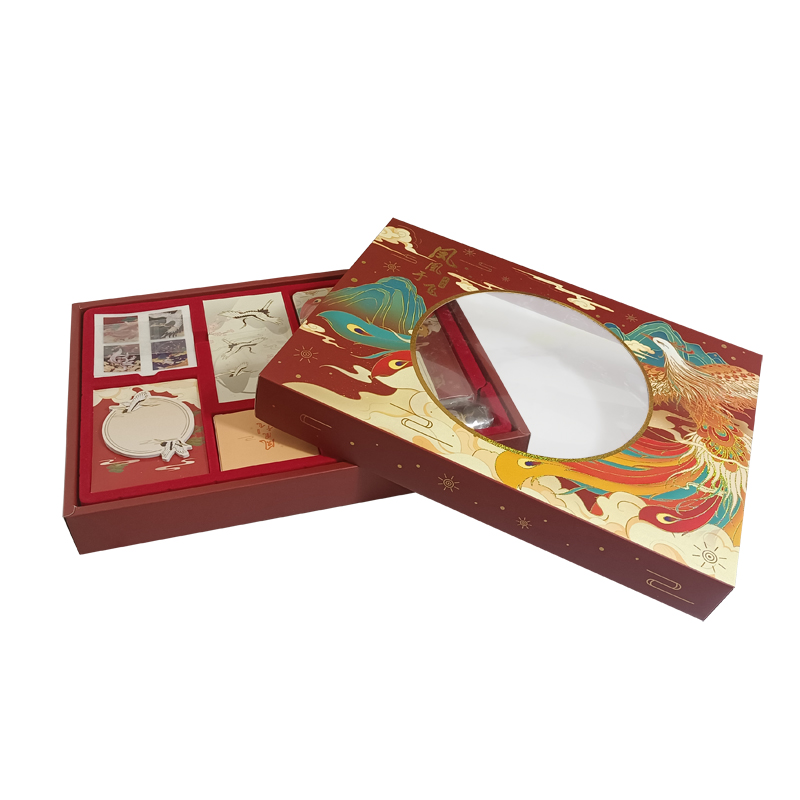 Cardboard paper lid and base gift box with window