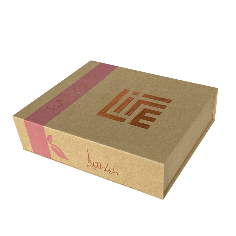 Biodegradable brown paper box with silver/gold logo